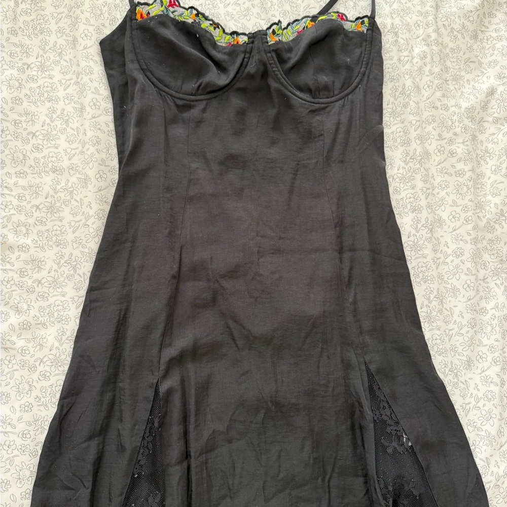 Princess Polly Black Dress with Floral Accents